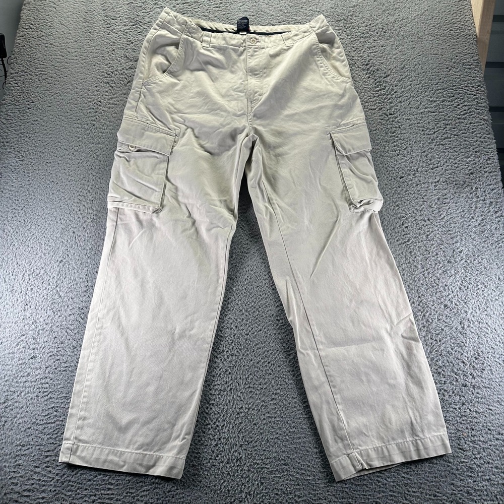 Tommy Hilfiger Pant Men 36x32 Beige Cotton Cargo Straight Baggy Utility Workwear